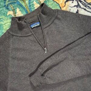 Vintage Patagonia Wool 1/4 Zip Sweater Knit Pullover Brown Large Outdoor Mens